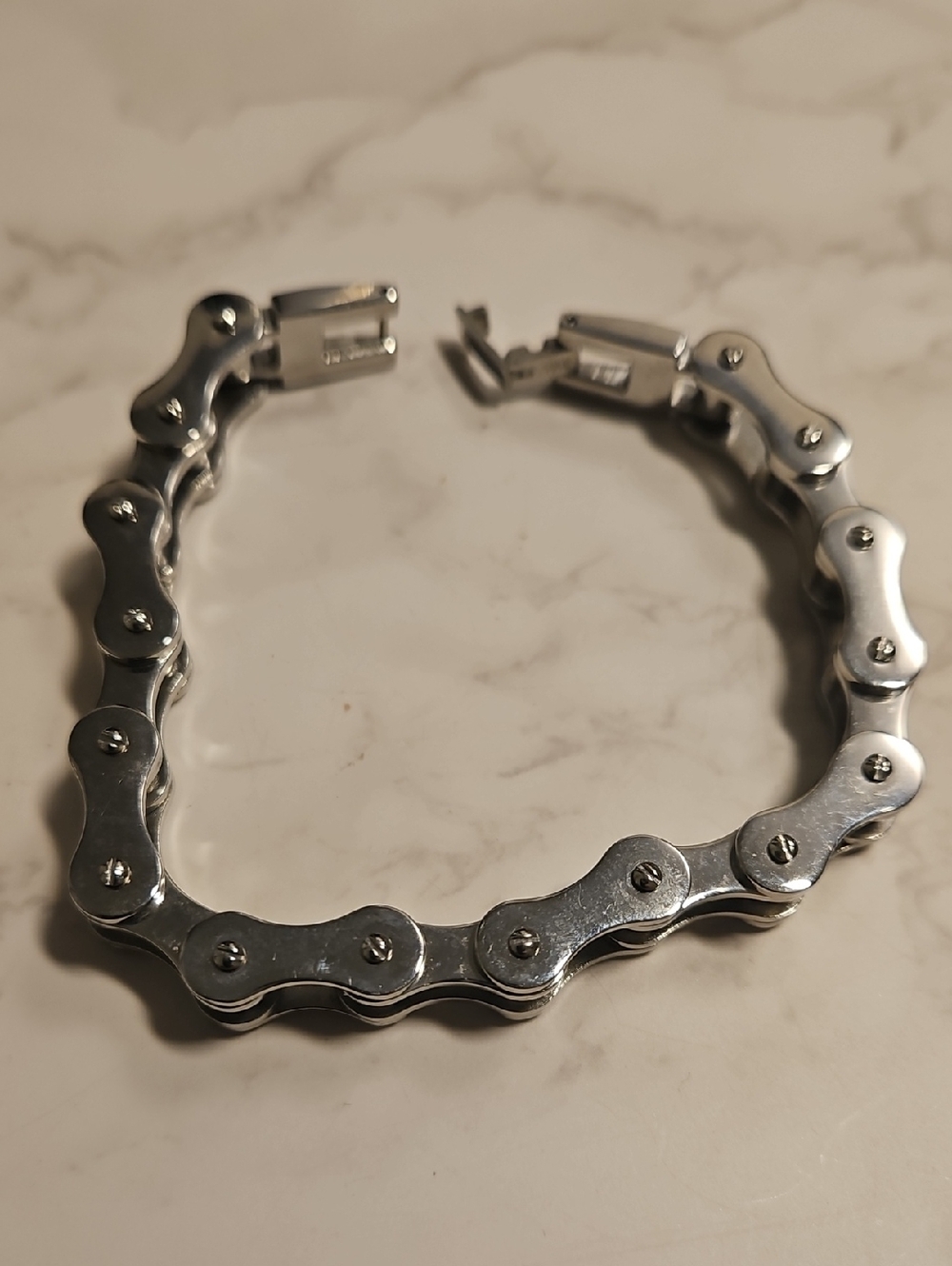 Women's Silver Bike Chain Style Bracelet - Stainless Look Goth